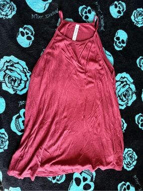 Active USA Ribbed Halter Tank Top - Berry